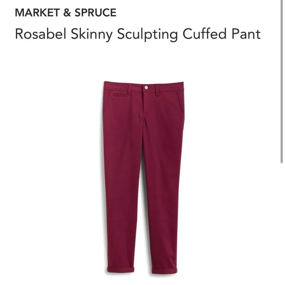 MARKET & SPRUCE ROSABEL SKINNY PANT BURGUNDY NWT - Picture 1 of 5